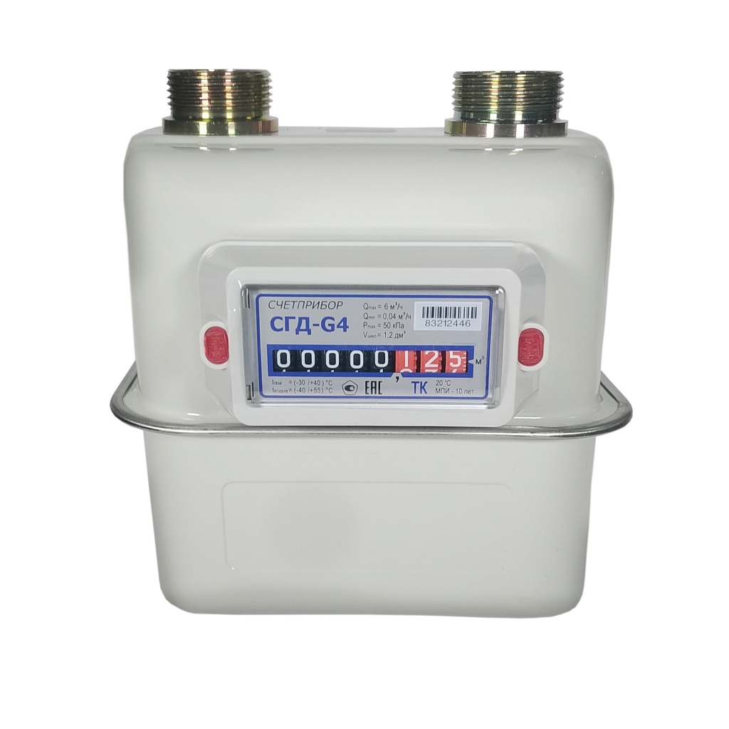 Счетчик газа диафрагменный с термокомпенсатором СГД G4T (левый) (г.Орел)